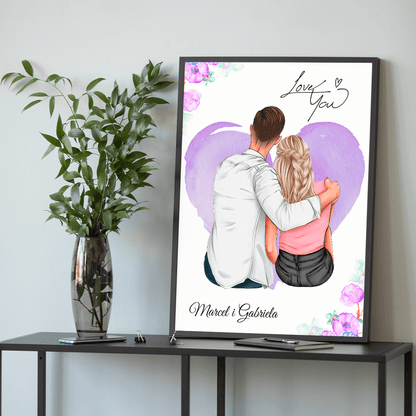 Para Clipart + imiona - plakat, spersonalizowany prezent dla pary - Adamell.pl