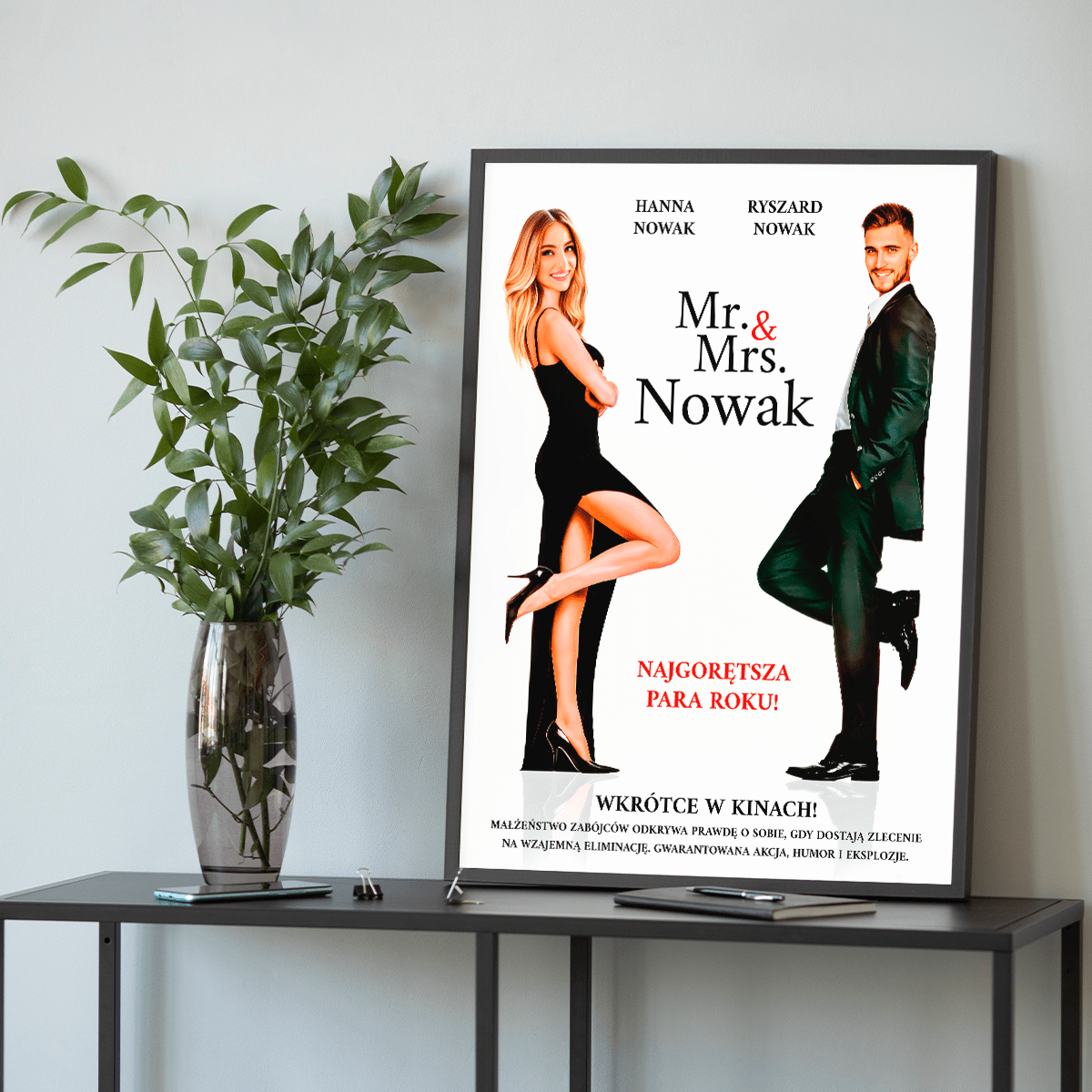 Para jak z filmu akcji - plakat, spersonalizowany prezent dla pary - Adamell.pl