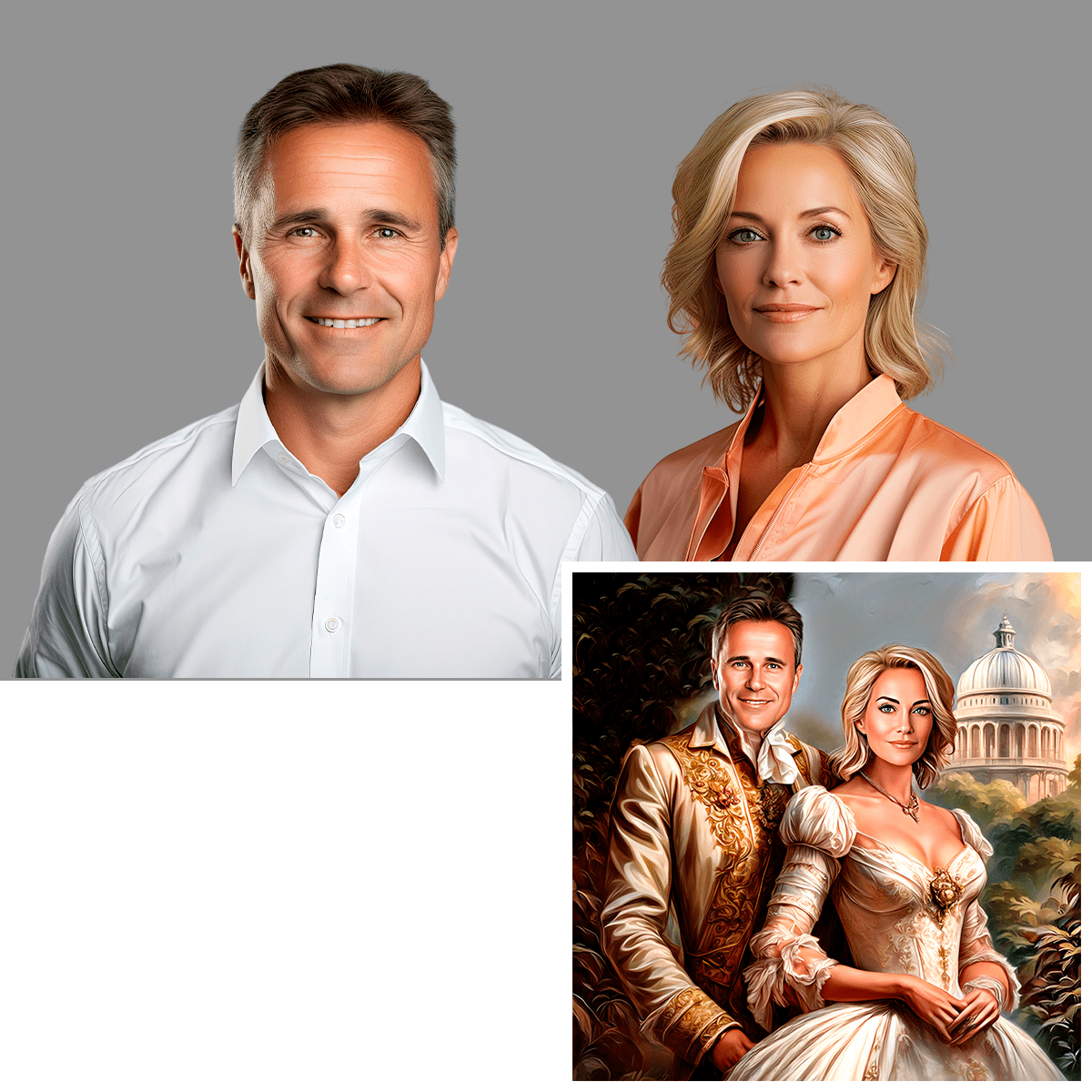 Para król i królowa - druk na płótnie, spersonalizowany prezent dla pary - Adamell.pl