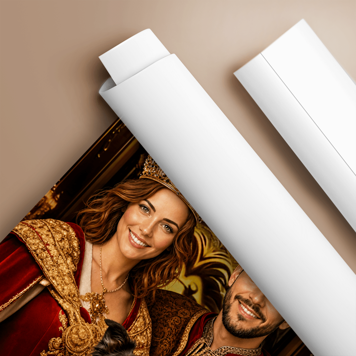 Para królewska z psem - plakat, spersonalizowany prezent dla pary - Adamell.pl