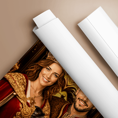 Para królewska z psem - plakat, spersonalizowany prezent dla pary - Adamell.pl