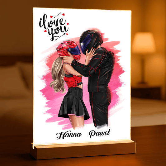 Para motocyklistów - Druk na szkle, spersonalizowany prezent dla pary - Adamell.pl