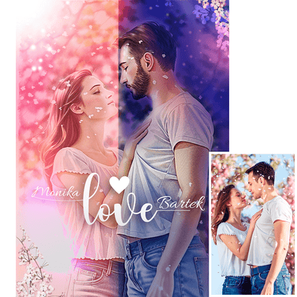 Para w stylu Anime - druk na płótnie, spersonalizowany prezent dla pary - Adamell.pl