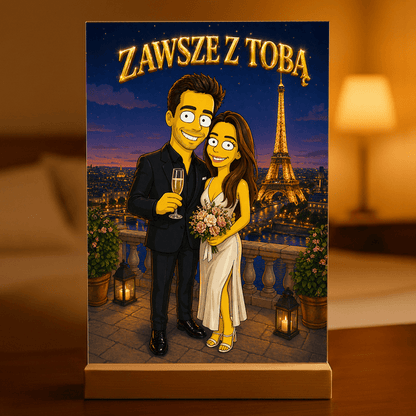 Para w stylu Simsons - Druk na szkle, spersonalizowany prezent dla pary - Adamell.pl