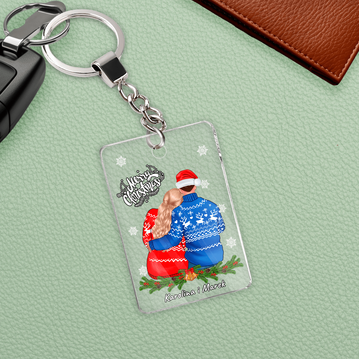 Para w święta - brelok do kluczy, spersonalizowany prezent dla pary - Adamell.pl