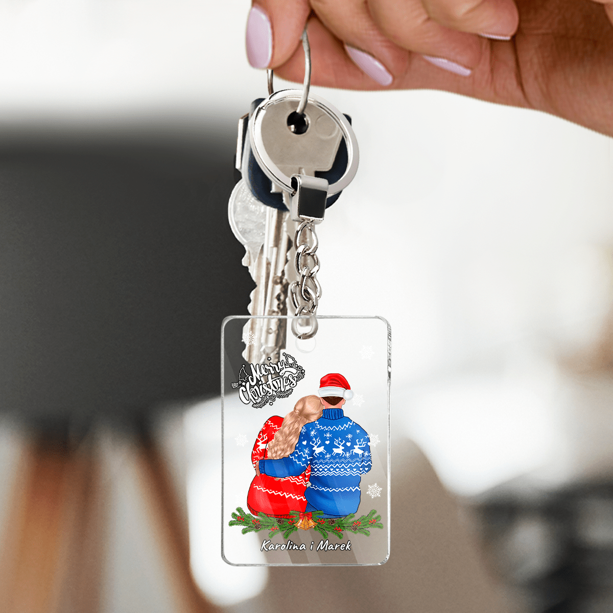 Para w święta - brelok do kluczy, spersonalizowany prezent dla pary - Adamell.pl