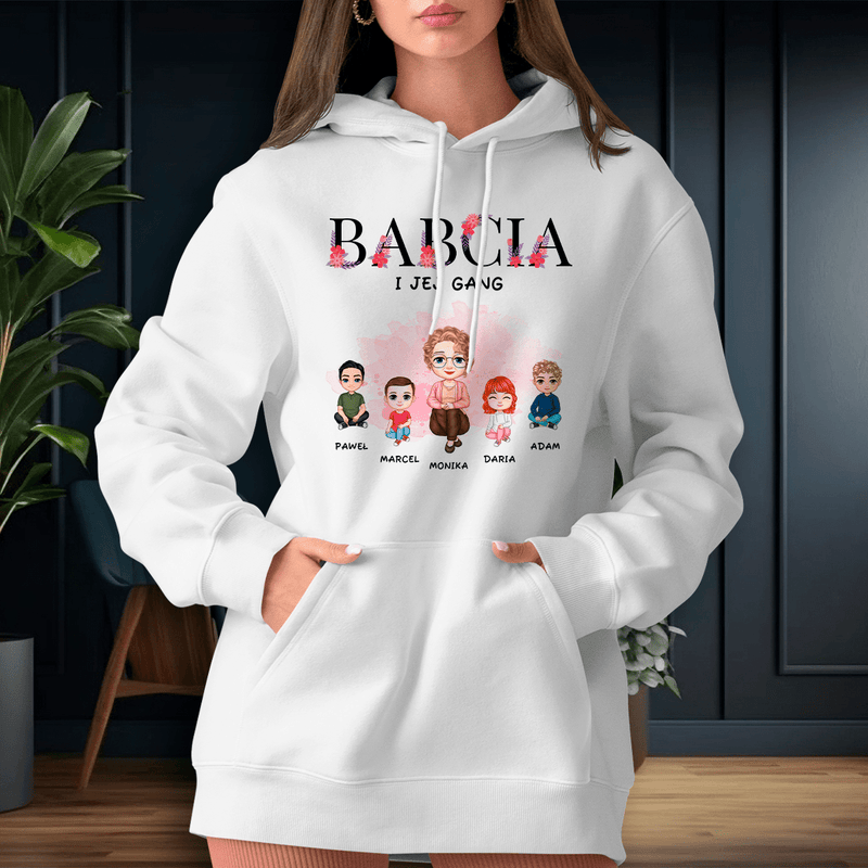 Personalizowana bluza damska z własnym nadrukiem BABCIA I JEJ GANG - prezent dla babci - Adamell.pl