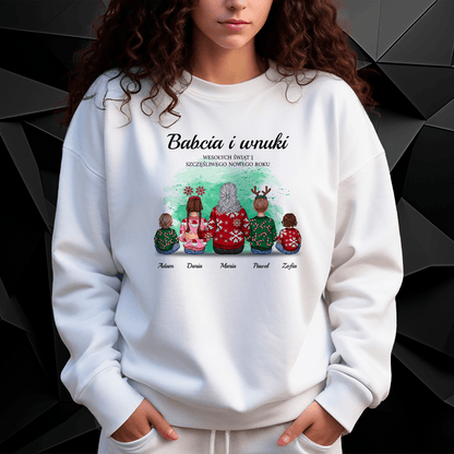 Personalizowana bluza damska z własnym nadrukiem BABCIA I WNUKI - prezent dla babci - Adamell.pl