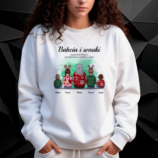 Personalizowana bluza damska z własnym nadrukiem BABCIA I WNUKI - prezent dla babci - Adamell.pl