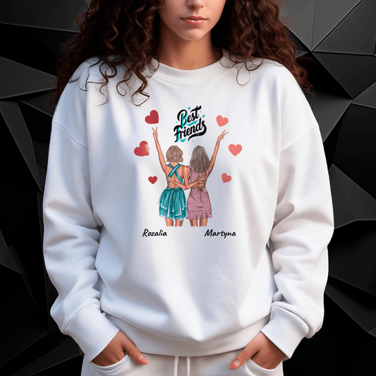 Personalizowana bluza damska z własnym nadrukiem BEST FRIENDS CLIPART - prezent dla przyjaciółki - Adamell.pl