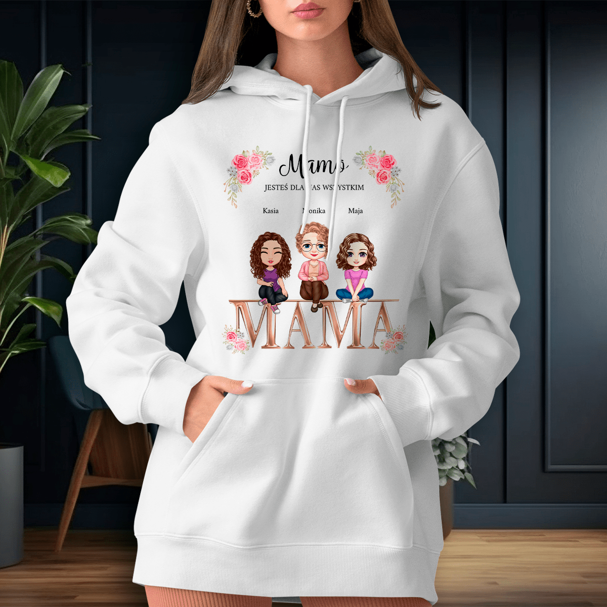 Personalizowana bluza damska z własnym nadrukiem JESTEŚ DLA NAS WSZYSTKIM - prezent dla mamy - Adamell.pl