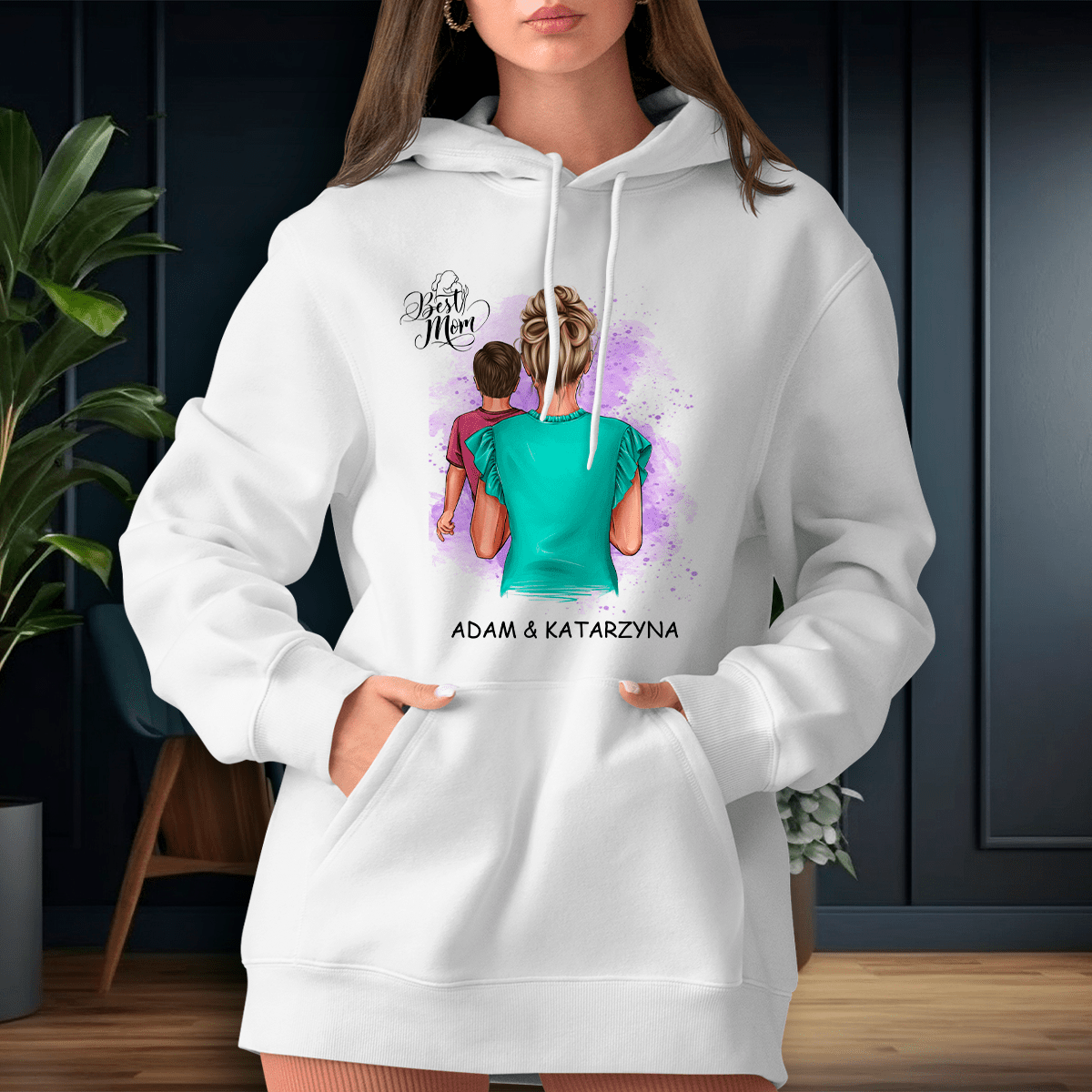 Personalizowana bluza damska z własnym nadrukiem NAJLEPSZA MAMA - prezent dla mamy - Adamell.pl