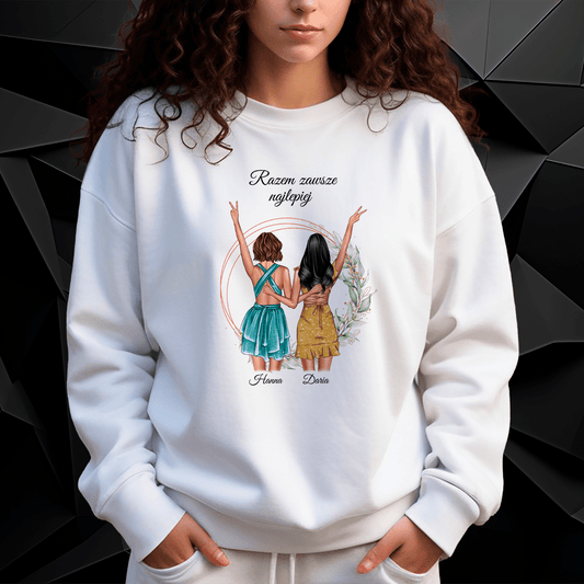 Personalizowana bluza damska z własnym nadrukiem SIOSTRY RAZEM - prezent dla siostry - Adamell.pl