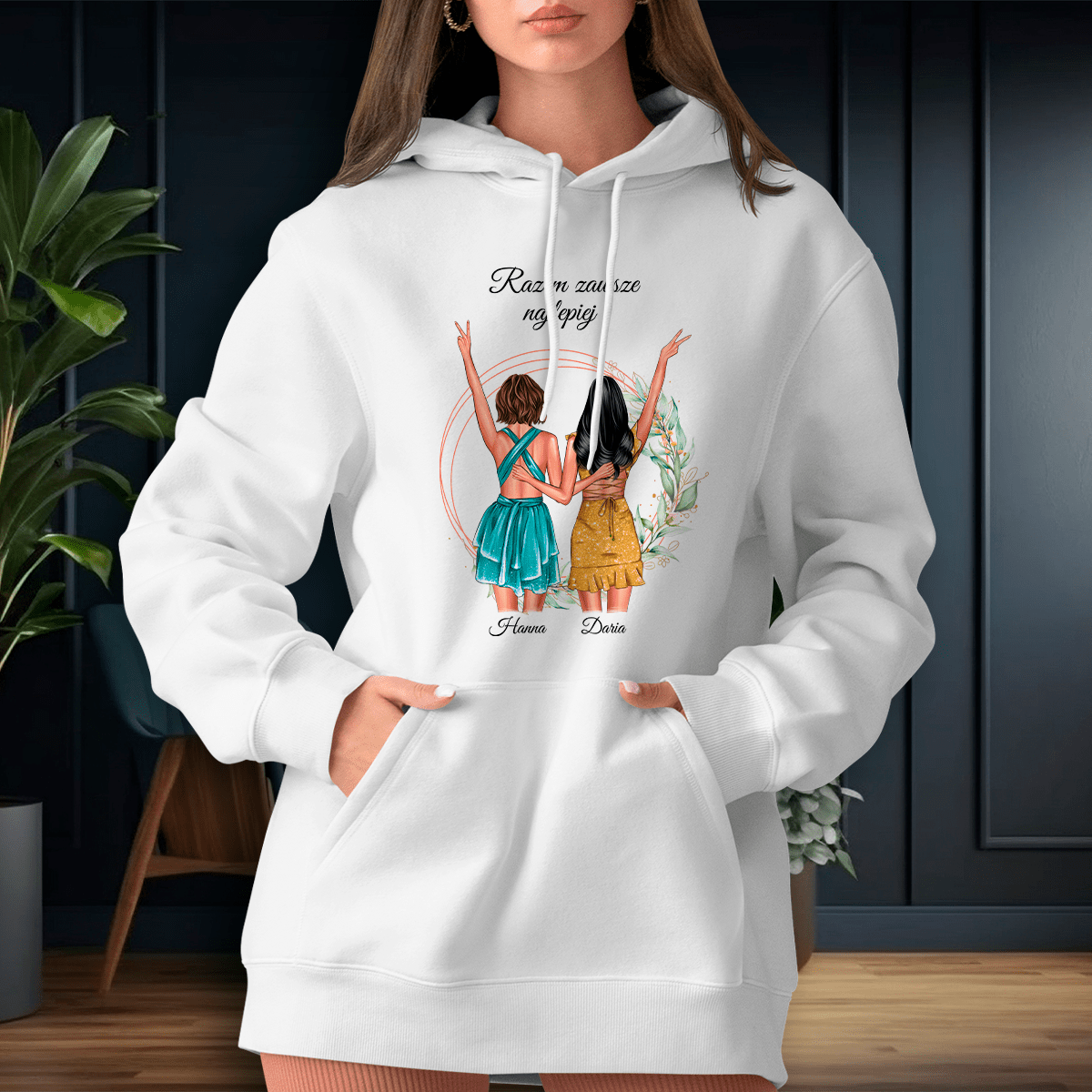 Personalizowana bluza damska z własnym nadrukiem SIOSTRY RAZEM - prezent dla siostry - Adamell.pl
