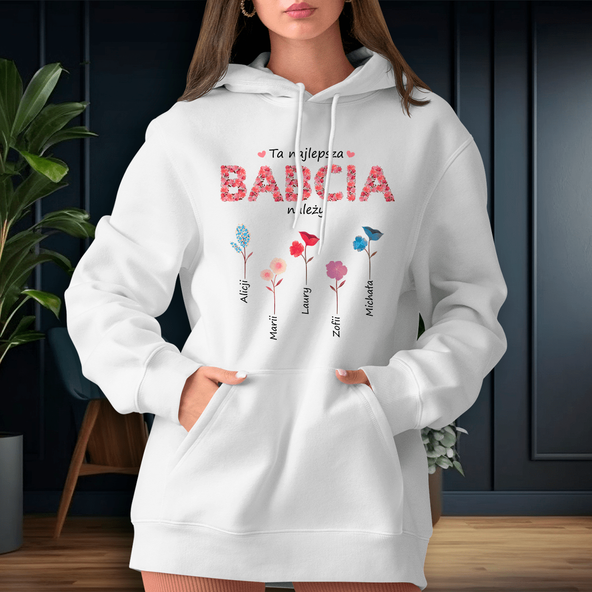 Personalizowana bluza damska z własnym nadrukiem TA NAJLEPSZA BABCIA - prezent dla babci - Adamell.pl