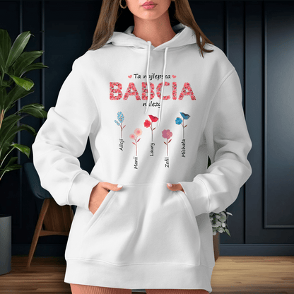 Personalizowana bluza damska z własnym nadrukiem TA NAJLEPSZA BABCIA - prezent dla babci - Adamell.pl