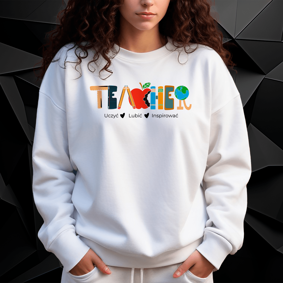 Personalizowana bluza damska z własnym nadrukiem TEACHER - prezent dla nauczycielki - Adamell.pl