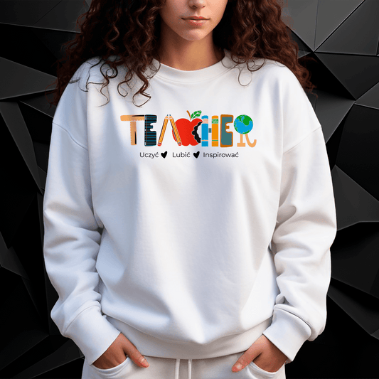 Personalizowana bluza damska z własnym nadrukiem TEACHER - prezent dla nauczycielki - Adamell.pl