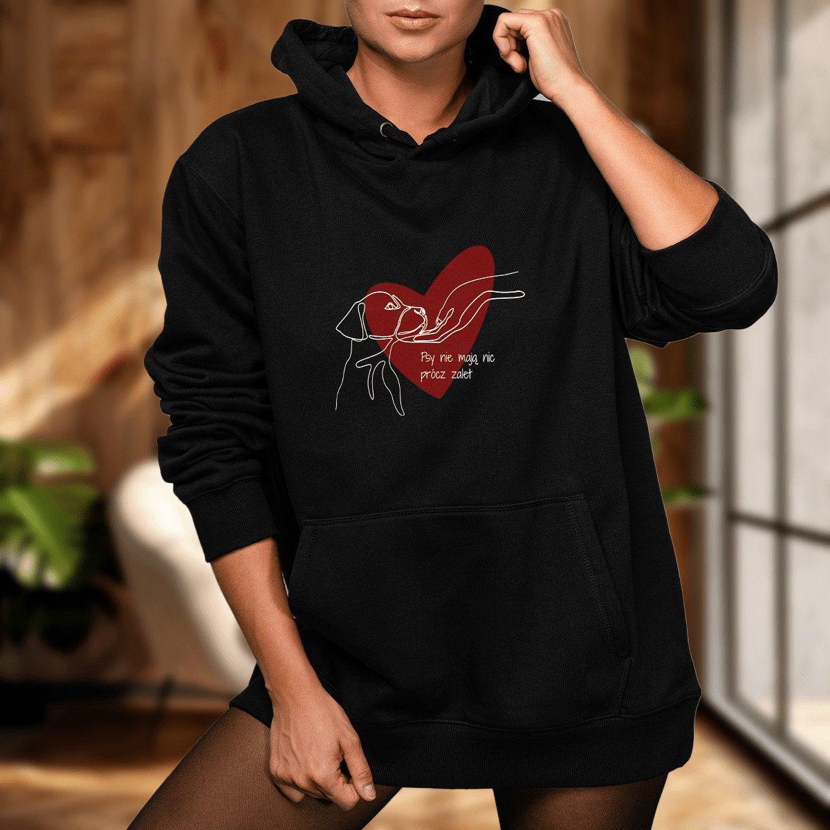 Personalizowana bluza damska z własnym nadrukiem ZALETY - prezent dla właściciela psa - Adamell.pl