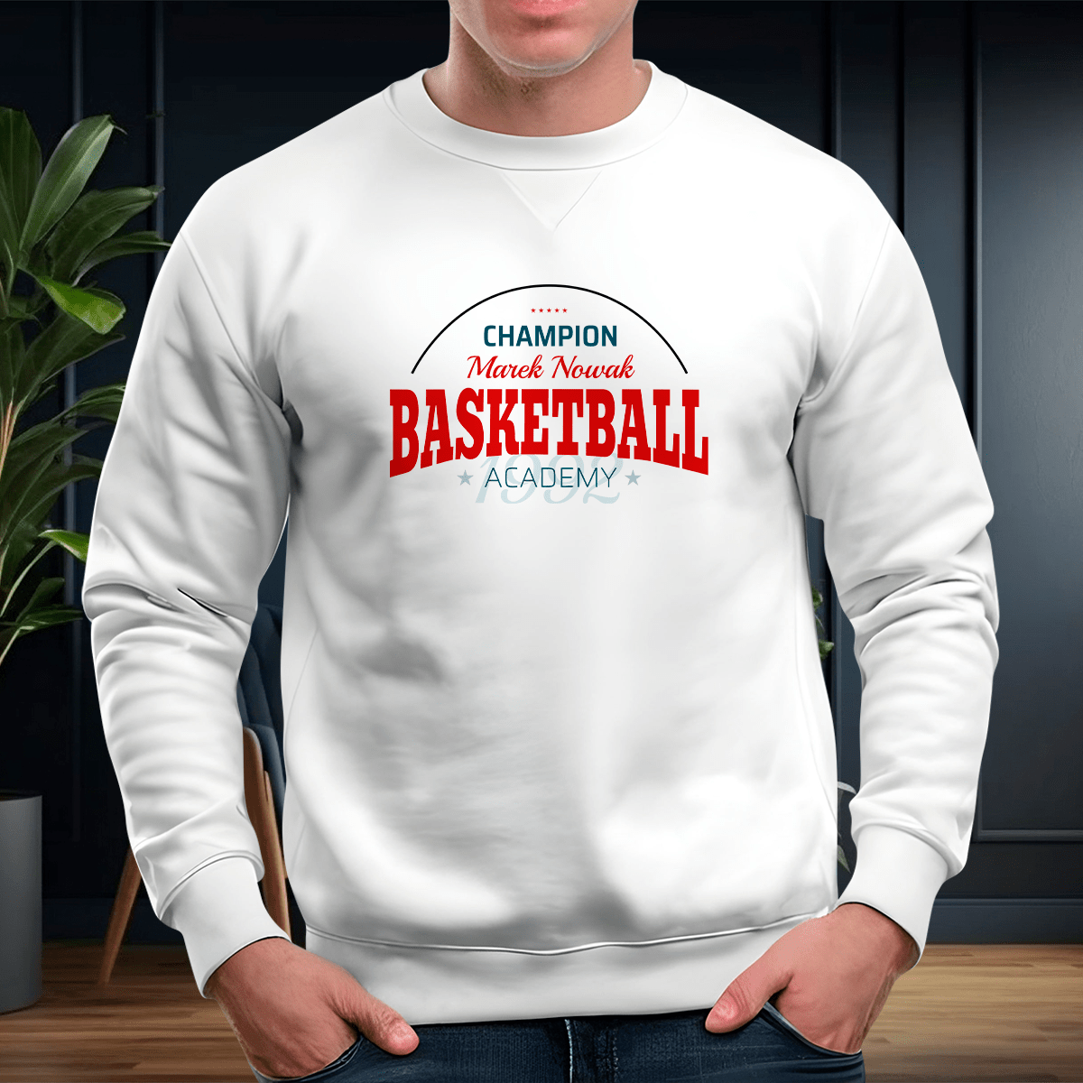 Personalizowana bluza męska z własnym nadrukiem BASKETBALL - prezent dla niego - Adamell.pl
