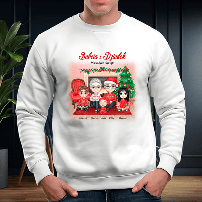 Personalizowana bluza męska z własnym nadrukiem CLIPART DZIADKOWIE W ŚWIĘTA - prezent dla dziadków - Adamell.pl