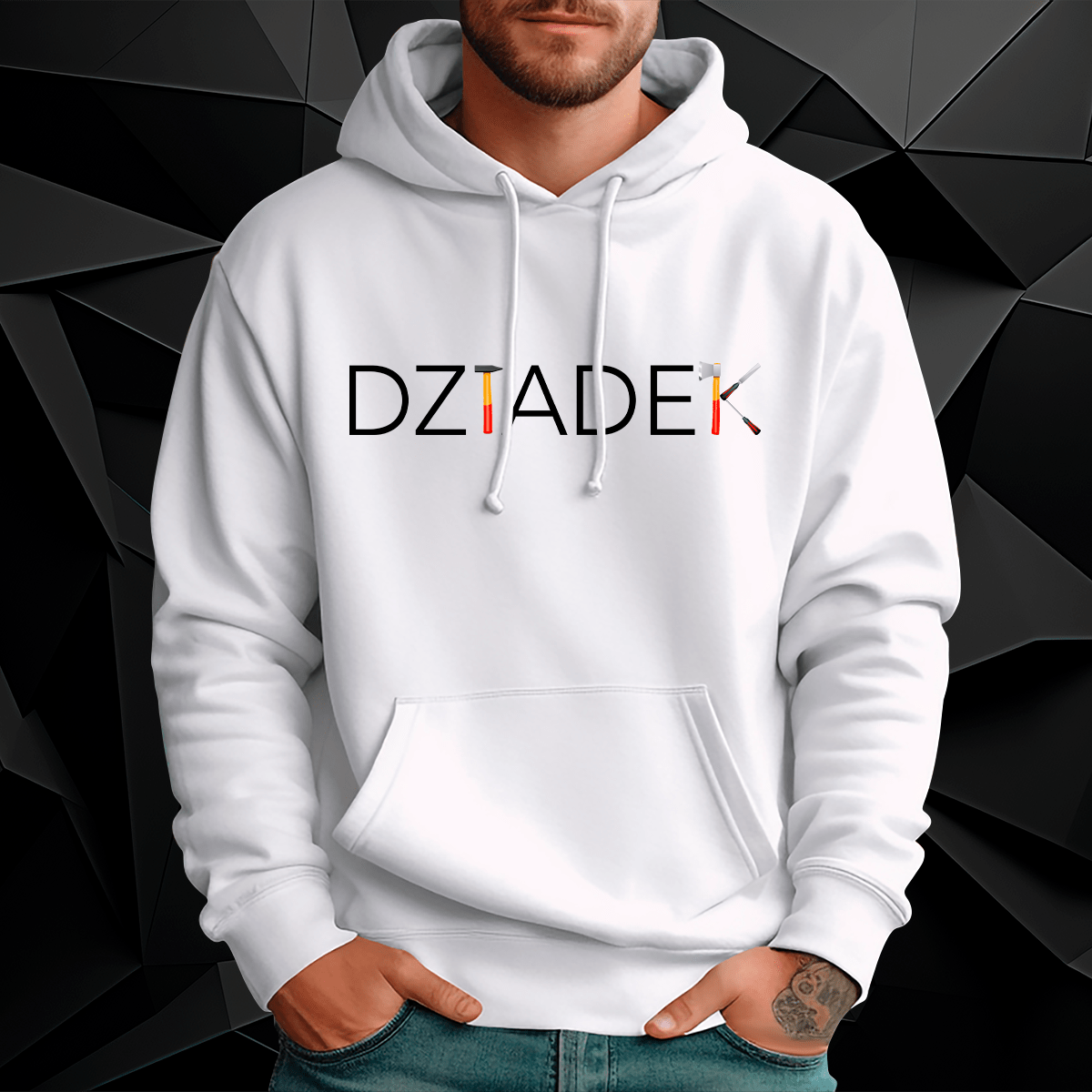 Personalizowana bluza męska z własnym nadrukiem DZIADEK NAPIS - prezent dla dziadka - Adamell.pl