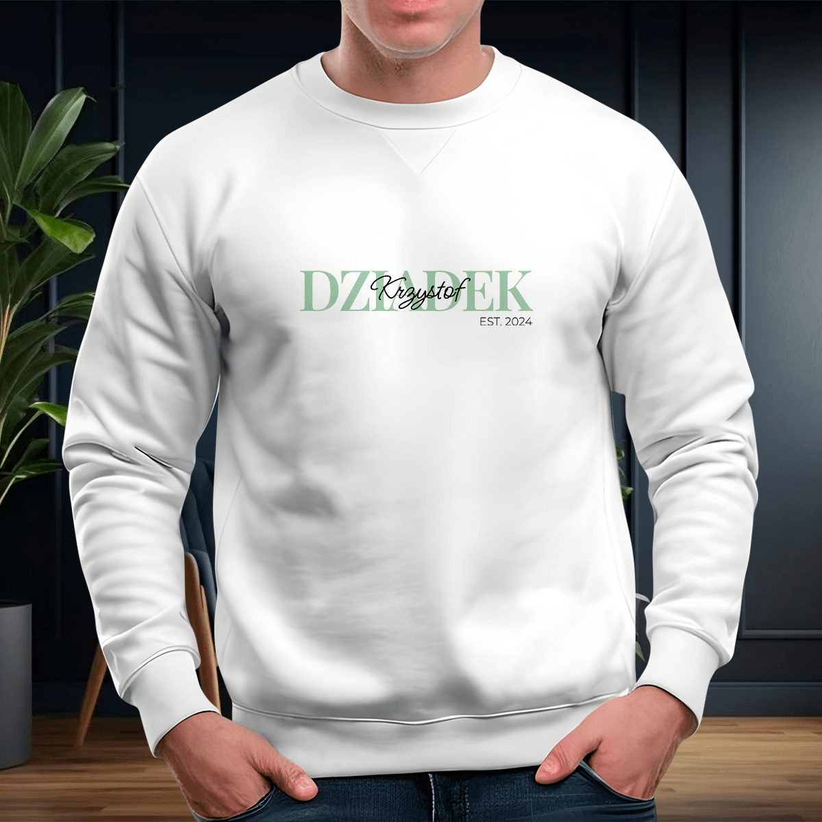 Personalizowana bluza męska z własnym nadrukiem DZIADEK - prezent dla dziadka - Adamell.pl