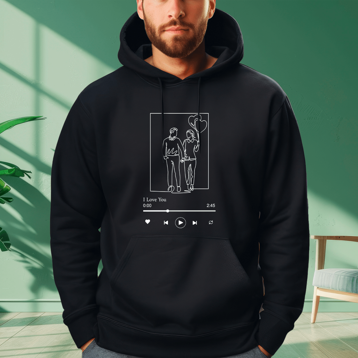 Personalizowana bluza męska z własnym nadrukiem I LOVE YOU - prezent dla niego - Adamell.pl