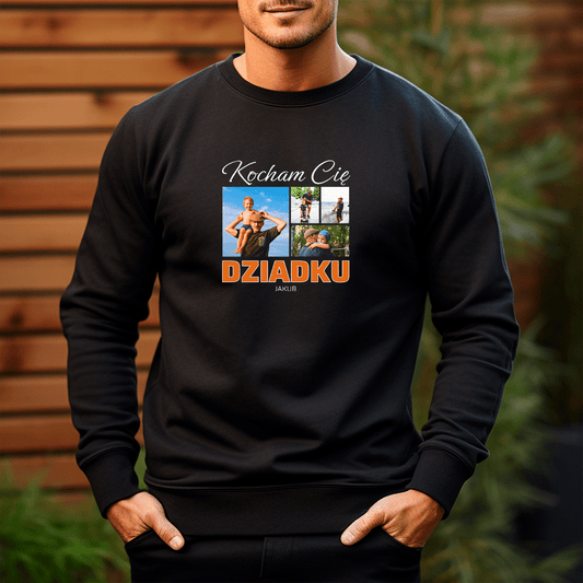 Personalizowana bluza męska z własnym nadrukiem KOCHAM CIĘ DZIADKU - prezent dla dziadka - Adamell.pl