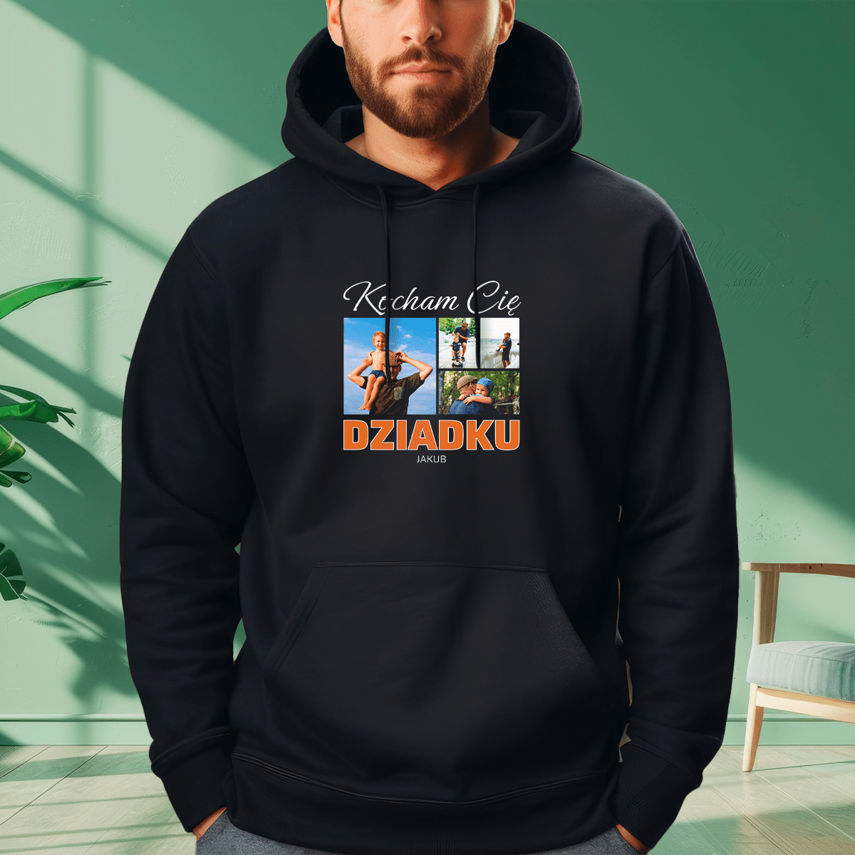 Personalizowana bluza męska z własnym nadrukiem KOCHAM CIĘ DZIADKU - prezent dla dziadka - Adamell.pl