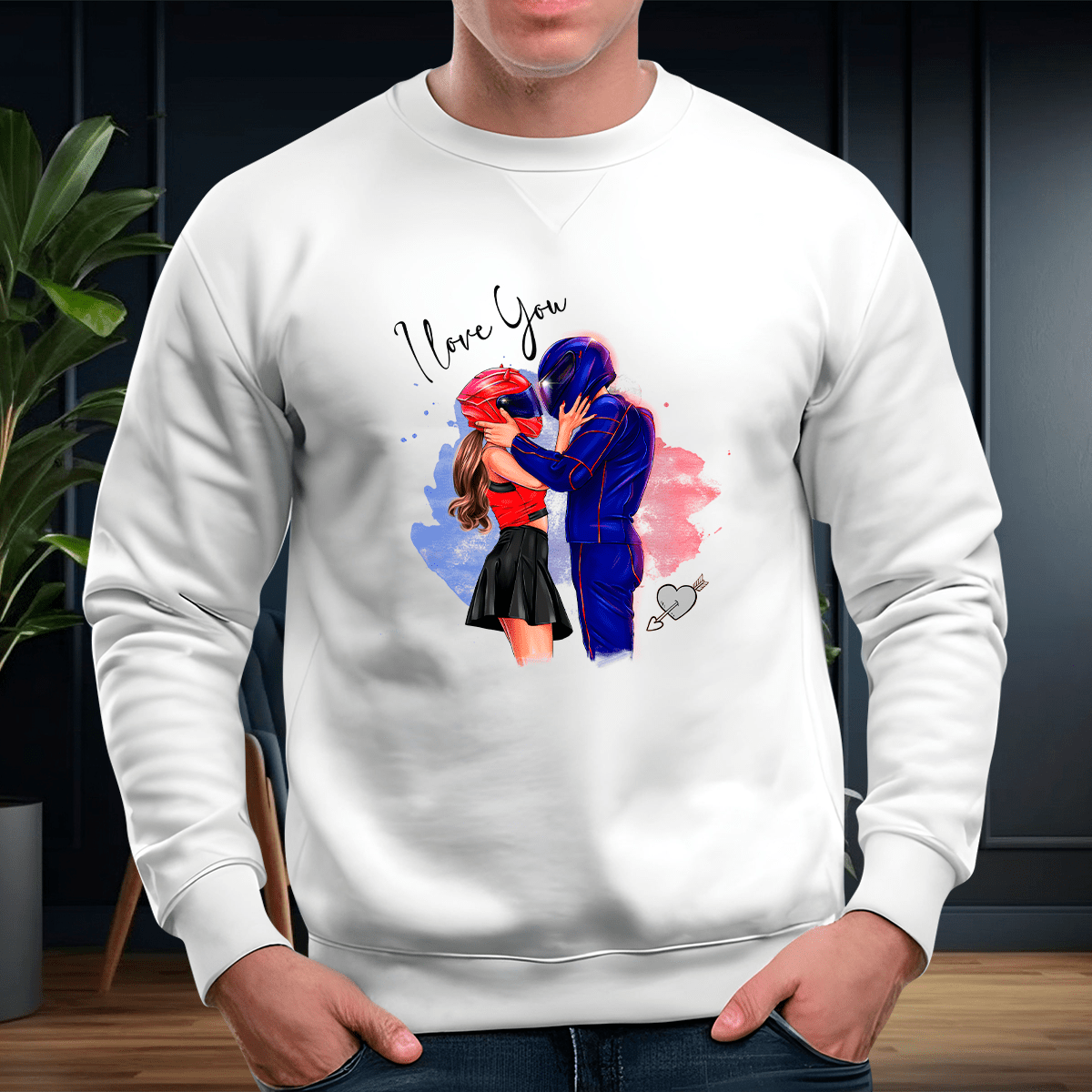 Personalizowana bluza męska z własnym nadrukiem MOTOCYKLISTA CLIPART - prezent dla motocyklisty - Adamell.pl