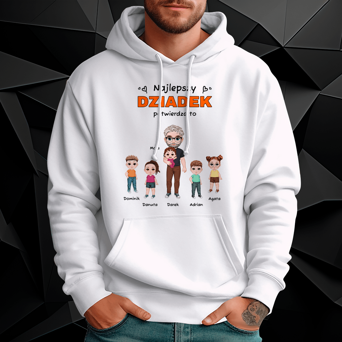 Personalizowana bluza męska z własnym nadrukiem NAJLEPSZY DZIADEK - prezent dla dziadka - Adamell.pl