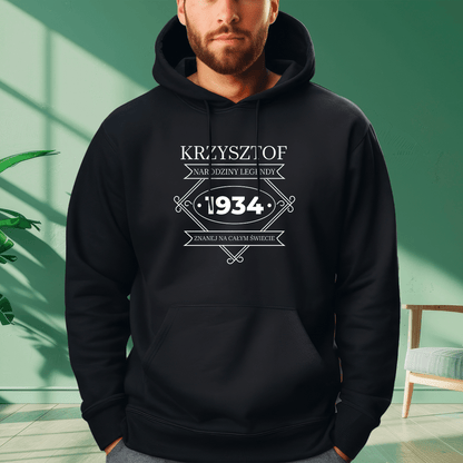 Personalizowana bluza męska z własnym nadrukiem NARODZINY LEGENDY - prezent dla mężczyzny - Adamell.pl