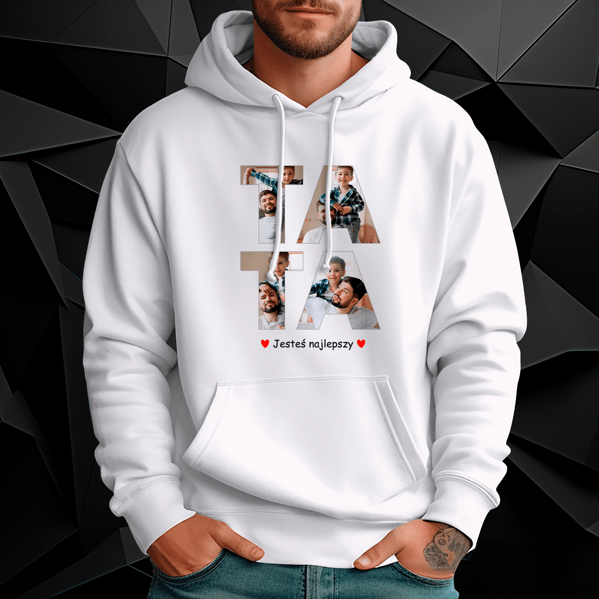 Personalizowana bluza męska z własnym nadrukiem TATA - prezent dla taty - Adamell.pl