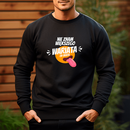Personalizowana bluza męska z własnym nadrukiem WARIAT - prezent dla brata - Adamell.pl