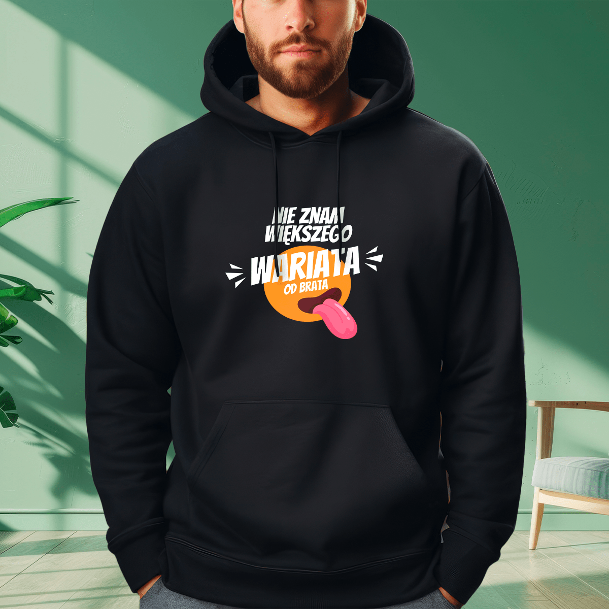Personalizowana bluza męska z własnym nadrukiem WARIAT - prezent dla brata - Adamell.pl