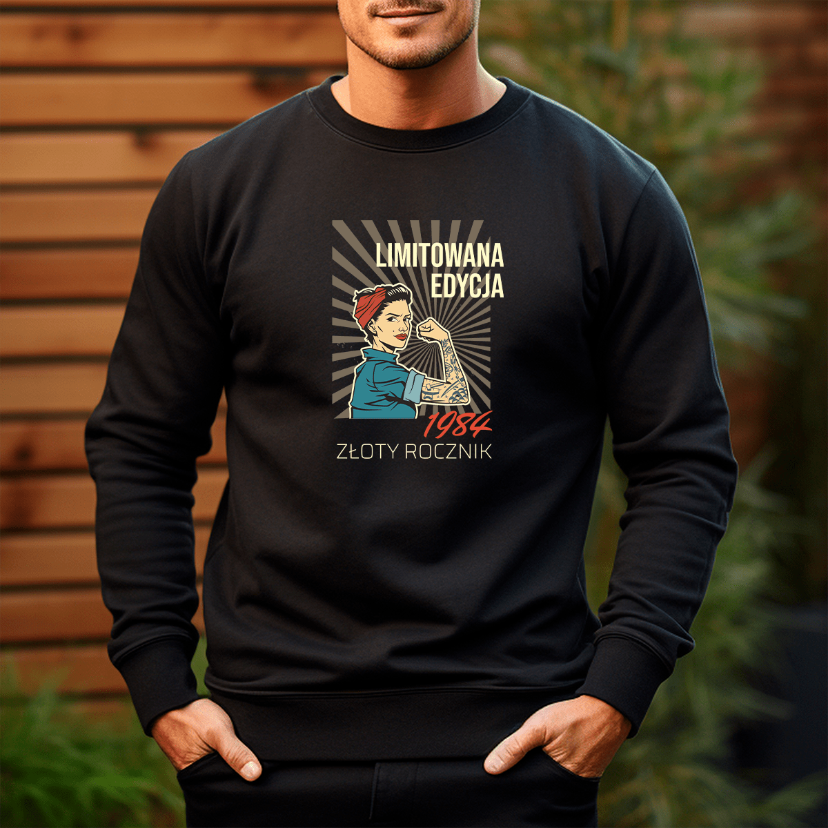 Personalizowana bluza męska z własnym nadrukiem ZŁOTY ROCZNIK - prezent dla mężczyzny - Adamell.pl