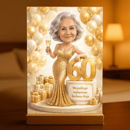 Personalizowany portret dla Babci na urodziny – portret na szkle akrylowym - Adamell.pl