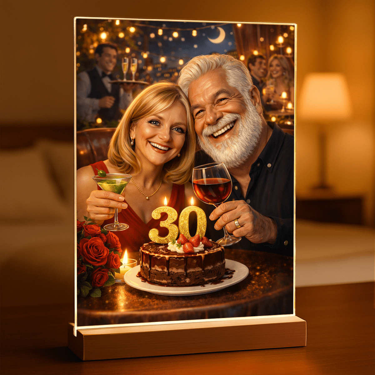 Personalizowany portret dla pary w bajkowym stylu – nadruk na szkle akrylowym - Adamell.pl