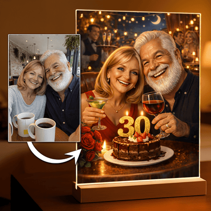 Personalizowany portret dla pary w bajkowym stylu – nadruk na szkle akrylowym - Adamell.pl