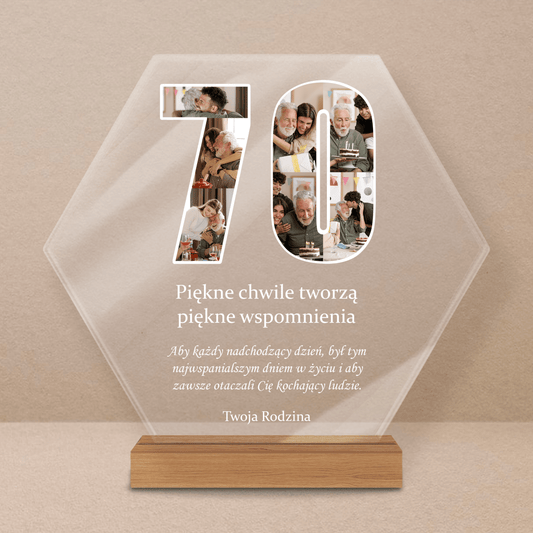 Piękne 70. urodziny - Druk na szkle, spersonalizowany prezent dla taty - Adamell.pl