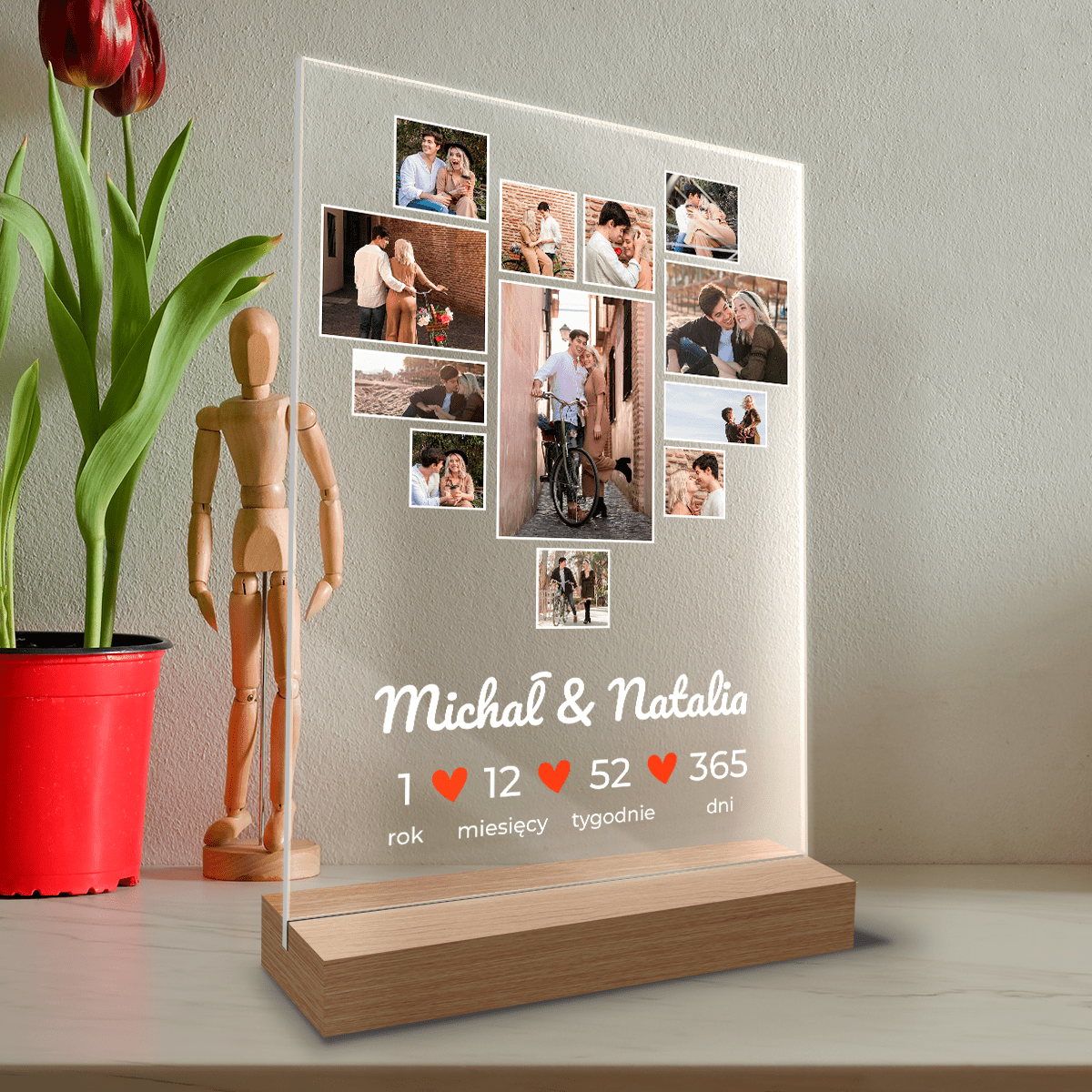 Piękny rok razem - Druk na szkle, spersonalizowany prezent dla pary - Adamell.pl