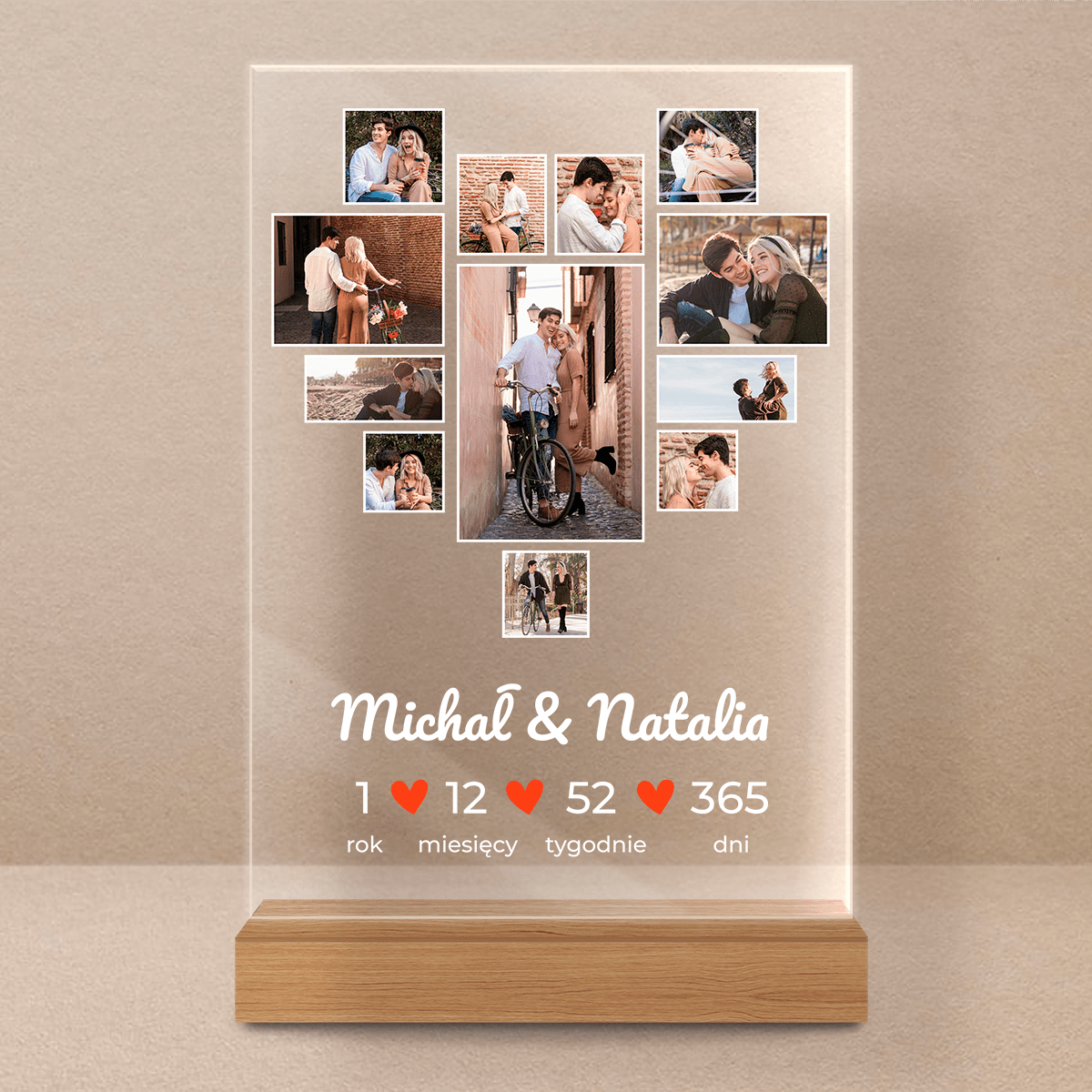 Piękny rok razem - Druk na szkle, spersonalizowany prezent dla pary - Adamell.pl