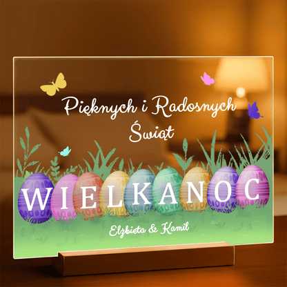 Pięknych i radosnych świąt - Druk na szkle, spersonalizowany prezent na Wielkanoc - Adamell.pl