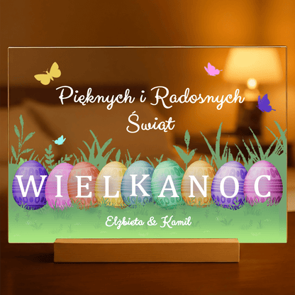 Pięknych i radosnych świąt - Druk na szkle, spersonalizowany prezent na Wielkanoc - Adamell.pl