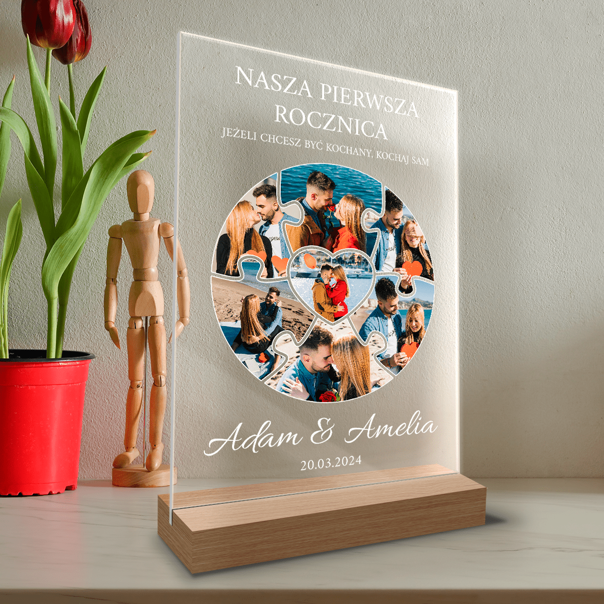 Pierwsza rocznica związku - Druk na szkle, spersonalizowany prezent dla pary - Adamell.pl