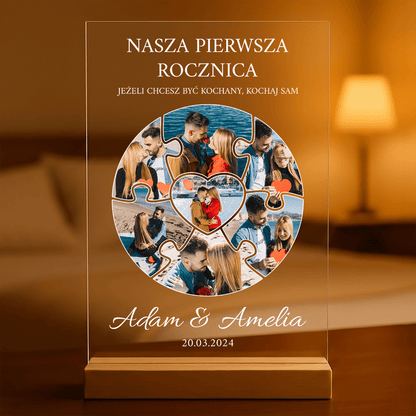 Pierwsza rocznica związku - Druk na szkle, spersonalizowany prezent dla pary - Adamell.pl