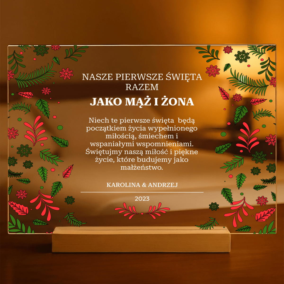 Pierwsza wspólna Gwiazdka - Druk na szkle, spersonalizowany prezent dla pary - Adamell.pl