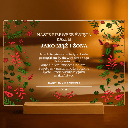Pierwsza wspólna Gwiazdka - Druk na szkle, spersonalizowany prezent dla pary - Adamell.pl