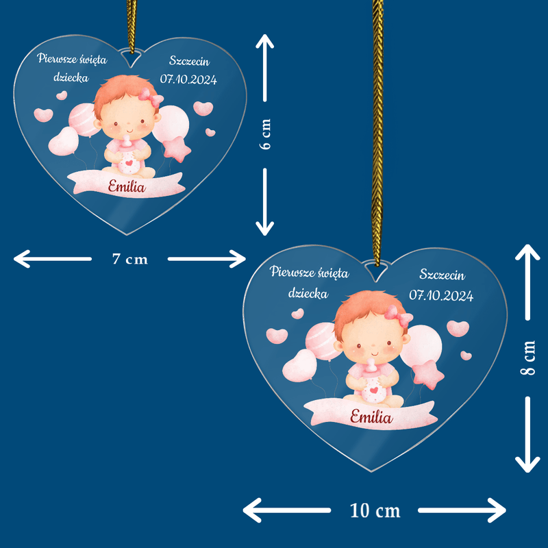 Pierwsze święta dziecka - bombka choinkowa, spersonalizowany prezent dla dziecka - Adamell.pl